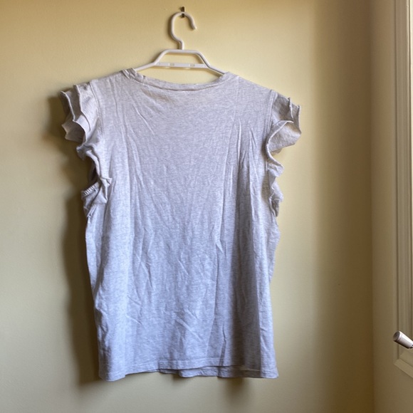 GAP • Light Grey Ruffle Short Sleeve Top - Picture 5 of 5